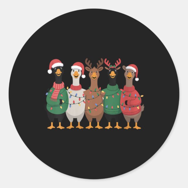 Womens Christmas Lights Goose Santa Funny Xmas Duc Classic Round Sticker (Front)