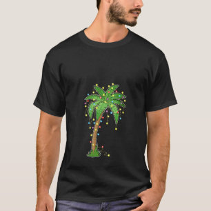 Womens Christmas Lights Palm Tree Beach Funny Trop T-Shirt