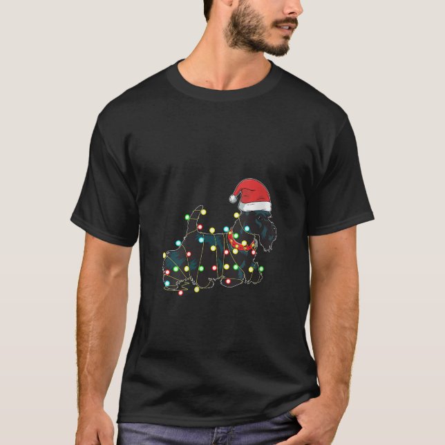 Womens Christmas Lights Scottie Dog Lover Funny Xm T-Shirt (Front)