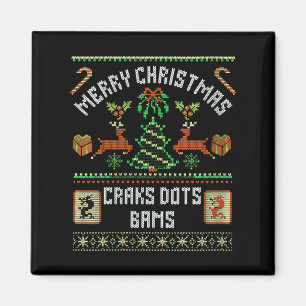 Womens Christmas Mahjong Ugly Sweater White Elepha Magnet