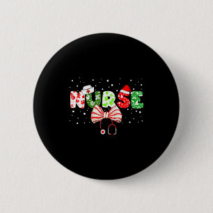 Womens Christmas Nurse Stethoscope Xmas Coquette B 2 Inch Round Button