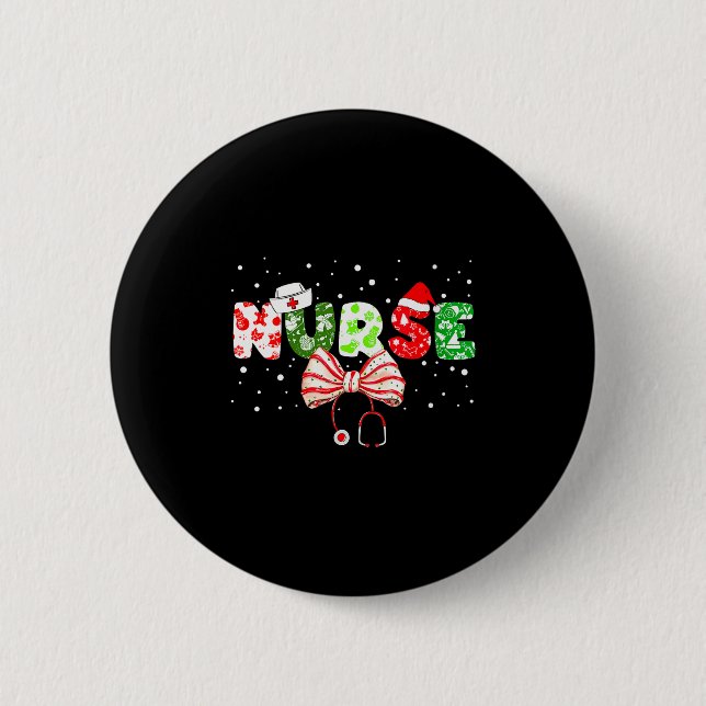 Womens Christmas Nurse Stethoscope Xmas Coquette B 2 Inch Round Button (Front)