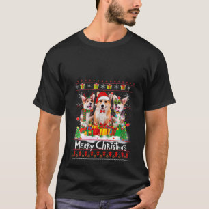Womens Christmas Pajama Corgi Tree Xmas Ugly Chris T-Shirt