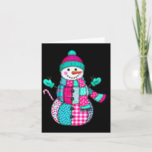 Womens Christmas Patchwork Snowman Preppy Retro Me Card