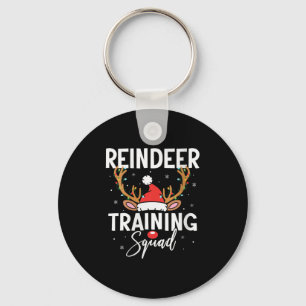 Womens Christmas Running Team Funny Reindeer Train Keychain
