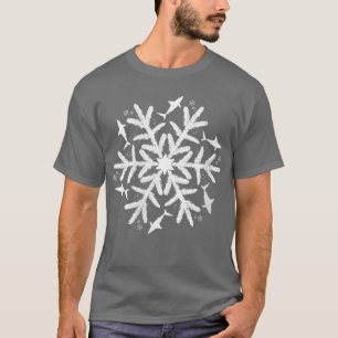 Womens Christmas Shark Snowflake Gift Shark VNeck T-Shirt