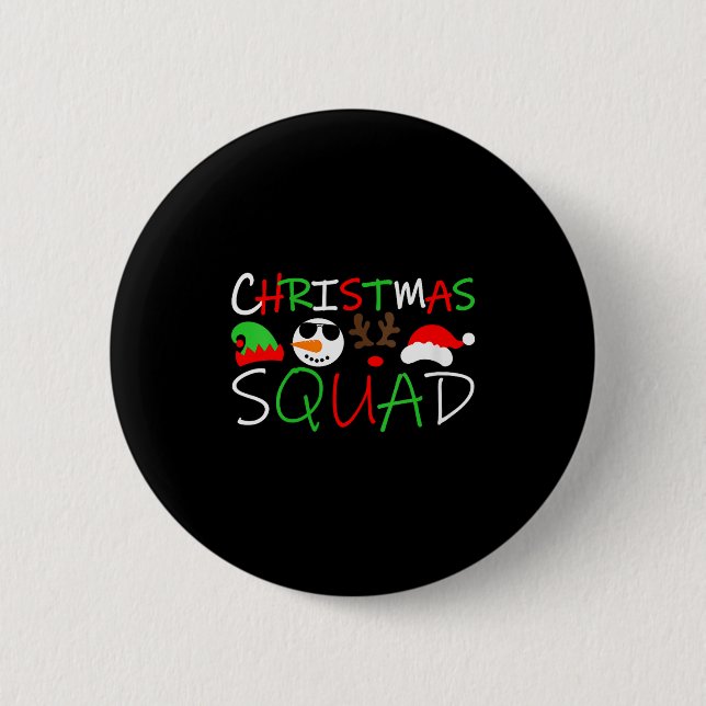 Womens Christmas Squad Reindeer Elf Santa Snowman  2 Inch Round Button (Front)