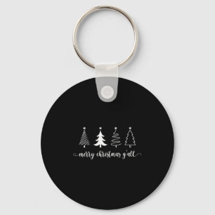 Womens Christmas Tree Merry Christmas Y'all Cute W Keychain