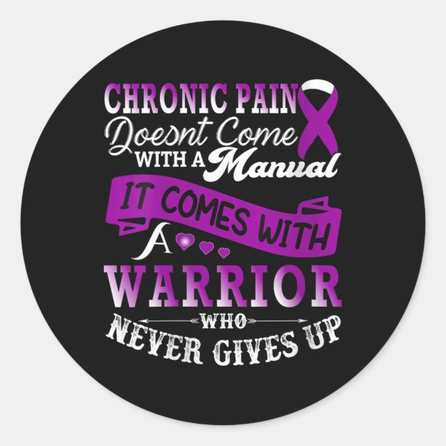 Womens Chronic Pain Awareness Warrior Purple Ribbo Classic Round Sticker (Front)