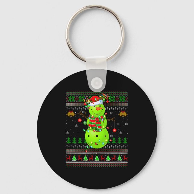 Womens Ckleball Snowman Ugly Christmas Sweater Srt Keychain (Front)