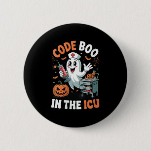 Womens Code Boo In The Icu Funny Medical Halloween 2 Inch Round Button