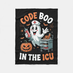 Womens Code Boo In The Icu Funny Medical Halloween Fleece Blanket