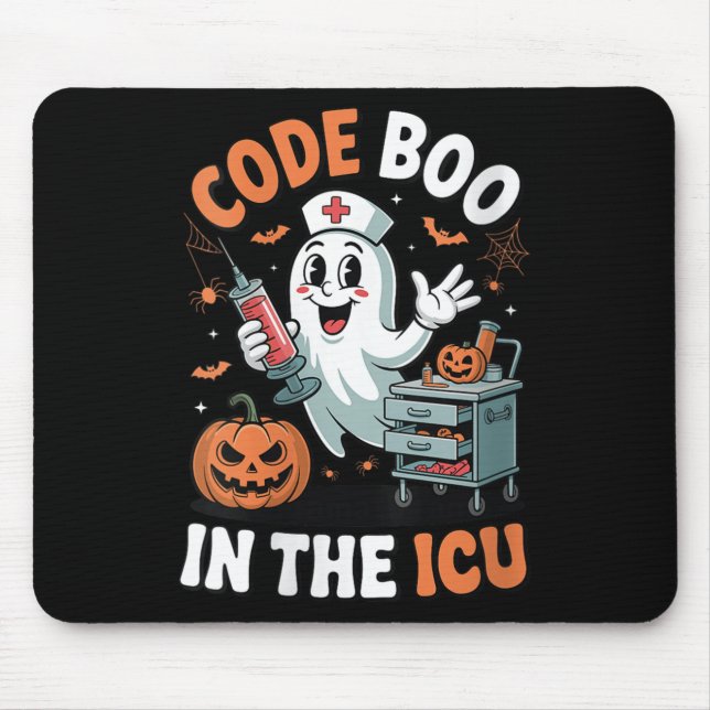 Womens Code Boo In The Icu Funny Medical Halloween Mouse Pad (Front)