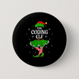 Womens Coding Elf Christmas Family Girls Women Elf 2 Inch Round Button