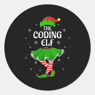 Womens Coding Elf Christmas Family Girls Women Elf Classic Round Sticker