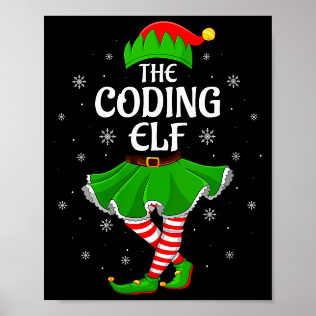 Womens Coding Elf Christmas Family Girls Women Elf Poster (Front)