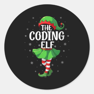 Womens Coding Elf Christmas Girls Women Elf Squad  Classic Round Sticker