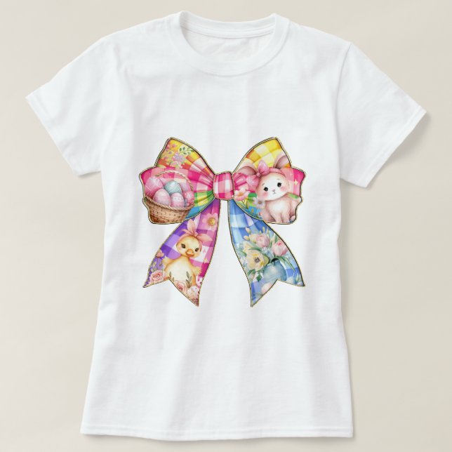 Womens Colourful Easter Coquette Bow T-Shirt (Design Front)