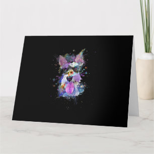 Womens Colourful Schnauzer Dog Design V-Neck Card