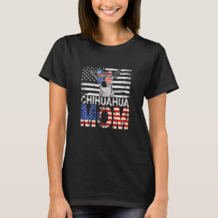 Womens Cool Chihuahua Mom Usa Flag Patriotic Mothe T-Shirt