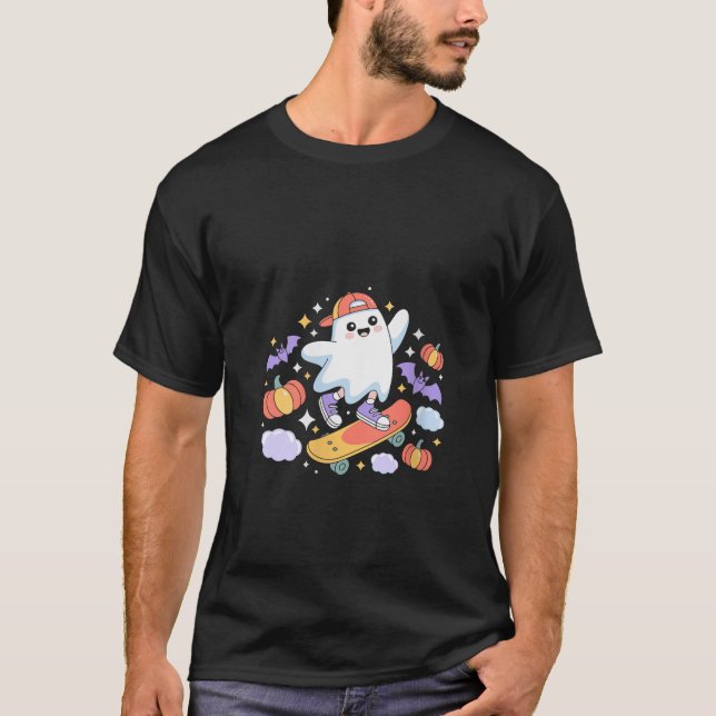 Womens Cool Ghost Skateboarder Halloween Design Wi T-Shirt (Front)