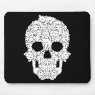 Women's cool kitty skull skeleton mouse pad
