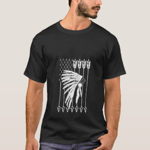 Womens Cool Native American Flag Pride USA Funny P T-Shirt