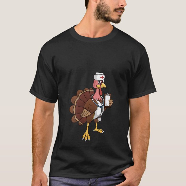 Womens Cool Turkey Nurse  Thanksgiving Bird Nursin T-Shirt (Front)