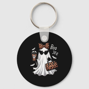 Womens Coquette Leopard Ghost Coffee Boo-jee Hallo Keychain