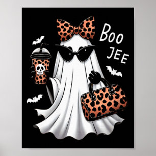 Womens Coquette Leopard Ghost Coffee Boo-jee Hallo Poster