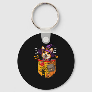 Womens Corgi As Witch In Cket Halloween Dog Owner  Keychain