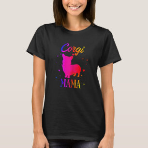Womens Corgi Mama Vintage Colourful For Corgi Dog  T-Shirt
