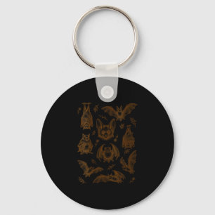Women's cottagecore vintage woodcut bats _ cute keychain