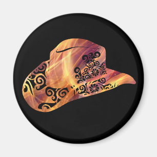Womens Cowgirl Cowboy Hat Magical Colour Light Art Magnet