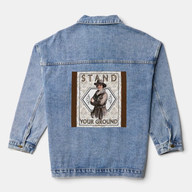  women's   cowgirls stand  your groumd denim jacket (Back)