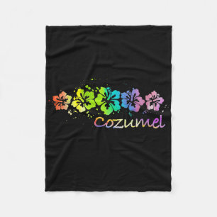 Womens Cozumel, Mexico Watercolor Beach & Surf Fleece Blanket