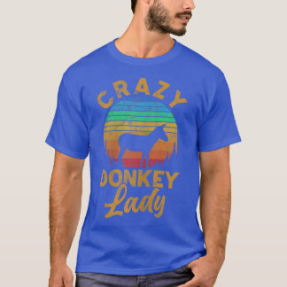 Womens Crazy Donkey Lady Donkey Owner Farmer Retro T-Shirt