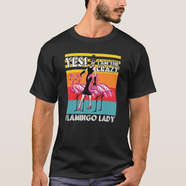 Womens Crazy Flamingo Lady Animal Bird   Pun 1 T-Shirt (Front)
