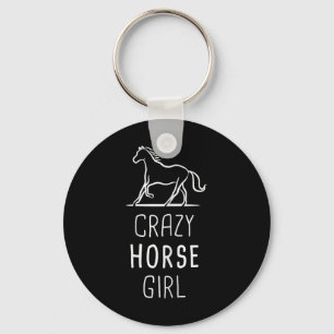 Womens Crazy Horse Girl Funny Horseback Riding Keychain