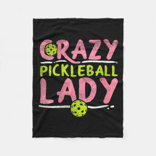 Womens crazy pickleball lady funny pickle ball fleece blanket