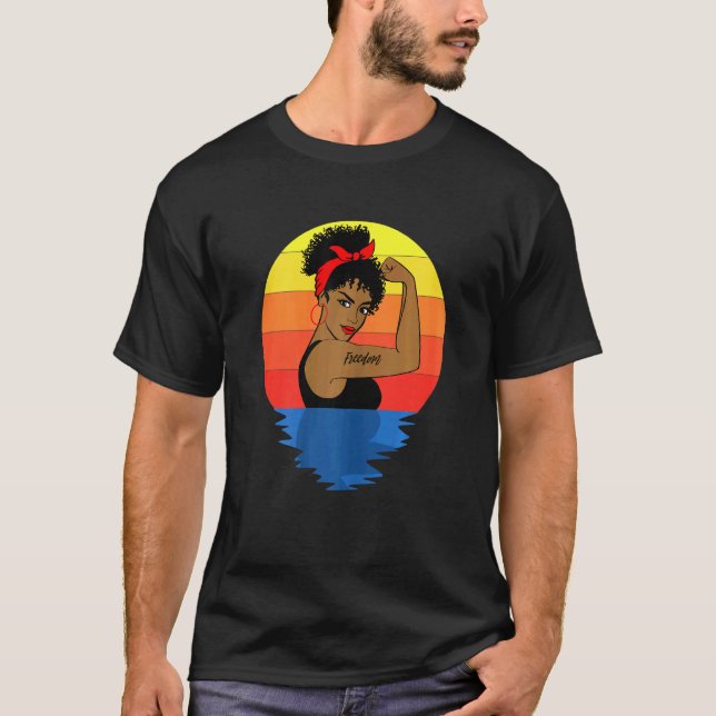 Womens Curly Black Queen Afro African American T-Shirt (Front)