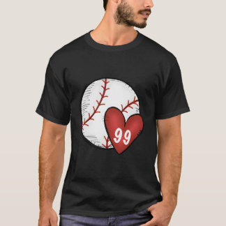 Womens Custom Baseball Mom Number 99 Heart For Mom T-Shirt