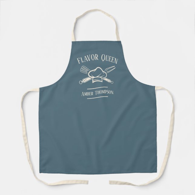 Women's Custom Text & Name Chef Cooking BBQ Apron (Front)