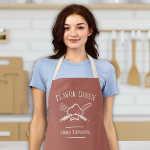 Women's Custom Text & Name Chef Cooking BBQ Apron