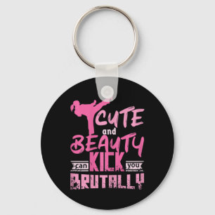 Womens Cute And Beauty Karate Kickboxing Girl  Keychain