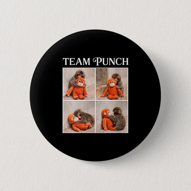 Women's cute baby monkey team punch  2 inch round button (Front)
