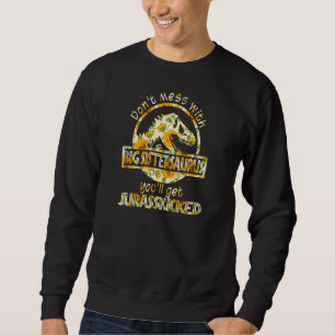 Womens Cute Big Sistersaurus Dinosaur Rex Sunflowe Sweatshirt