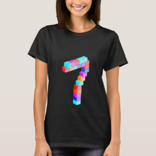 Womens Cute Block Building 7th Birthday  7 Years O T-Shirt
