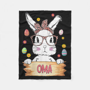 Womens Cute Bunny Face Leopard Print Gles Oma East Fleece Blanket
