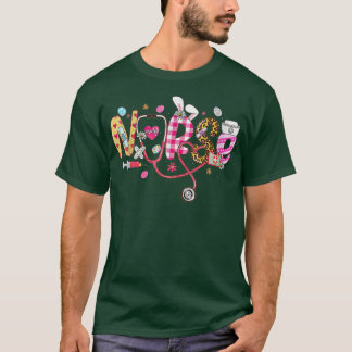 Womens Cute Bunny Nurse Stethocope Nurse Life One  T-Shirt